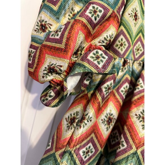 Autumn Adeigbo‎ Oona Abstract Printed Puffed-Sleeve Tiered Mini Dress 2 - Picture 4 of 8